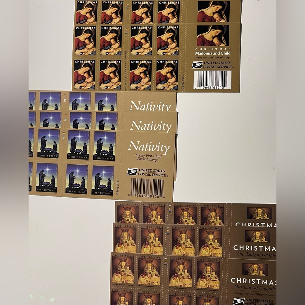 9 Booklets of Christmas Madonna Lady of Guapulo Nativity Forever Stamps - 180